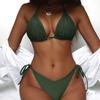 Dambaddräkt Enfärgad Sexig Grimma Triangel Rygg Tie Bikini Set 5 Färg