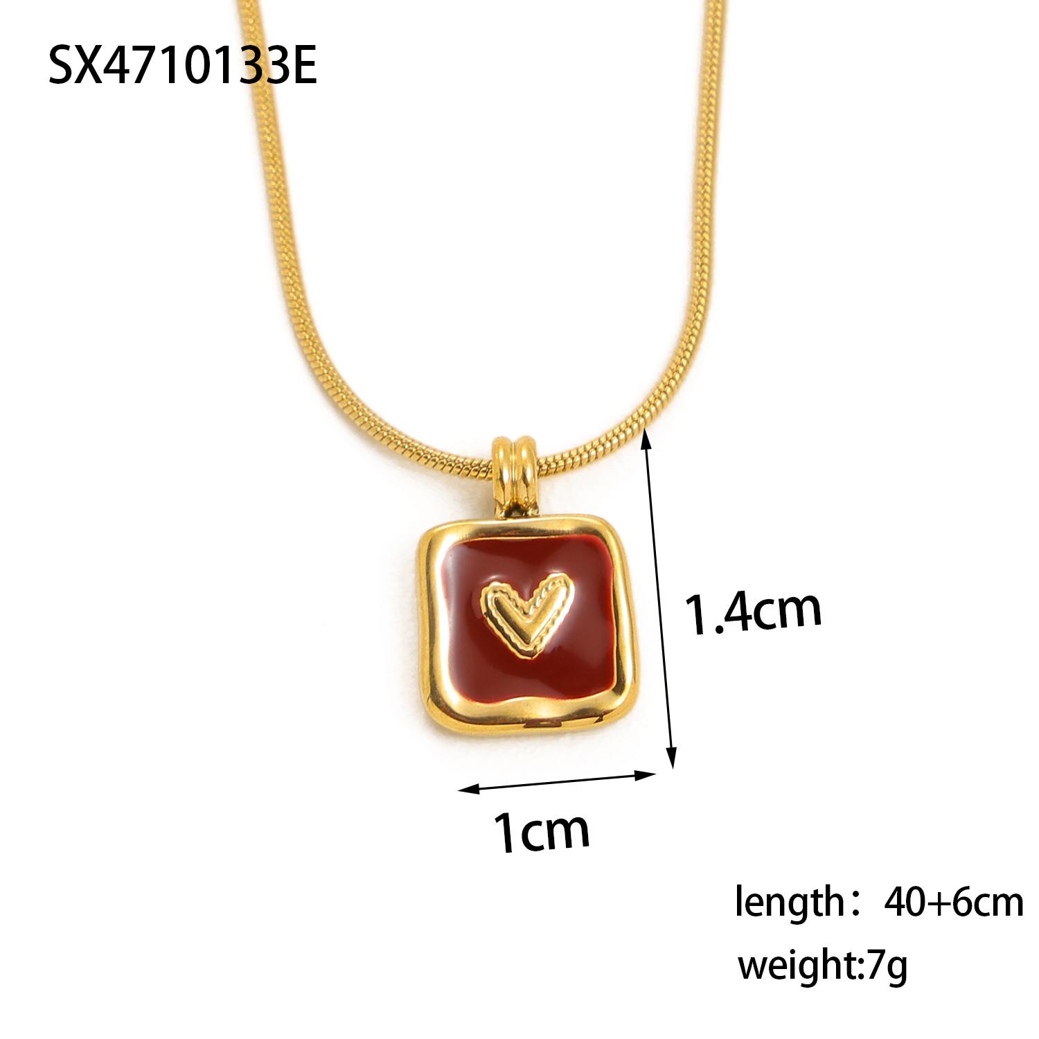 CARLIDANA New Arrival Enamel Heart Charm Necklace Stainless Steel 18k Gold Plated Enamel Round Pendant Love Heart Necklce