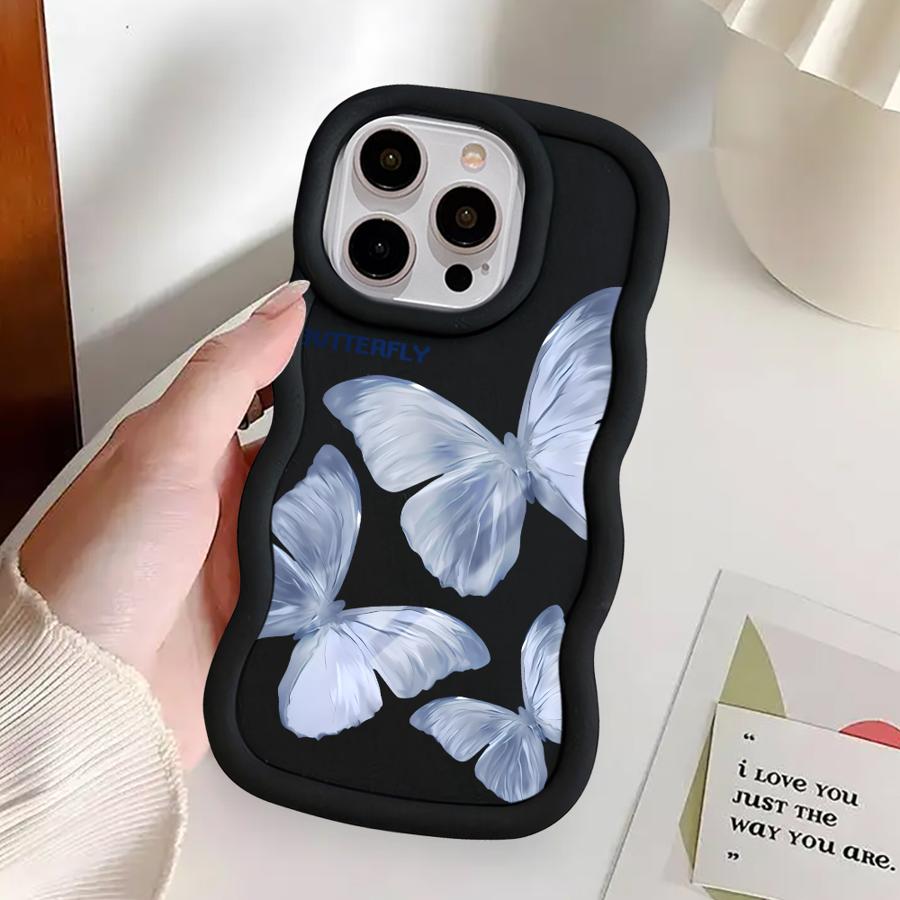 Printed Butterfly Case for iPhone 15 Plus XR 13 8 17 Air 12 16 Pro Max 14 11 Soft Phone Cover