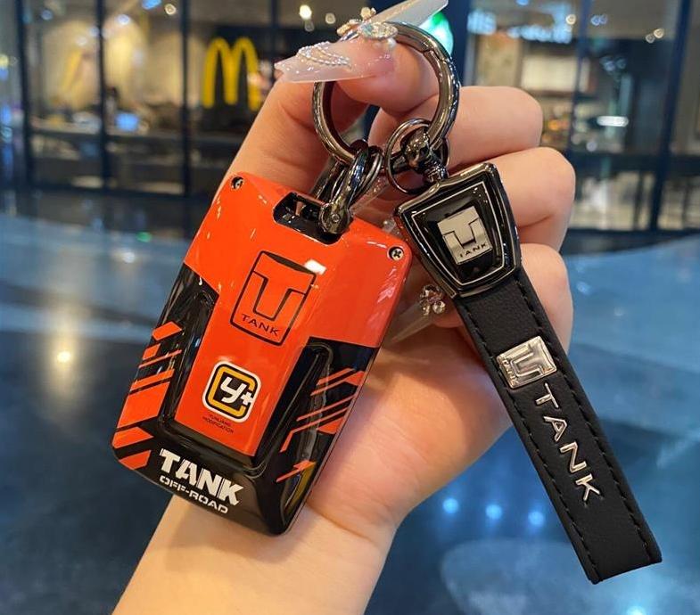 Auto ABS & Silikon Schlüsselanhänger Hülle Schnalle Ring für Great Wall GWM WEY TANK 300 500 Tank300 Schlüsselanhänger Smart Key Innenzubehör