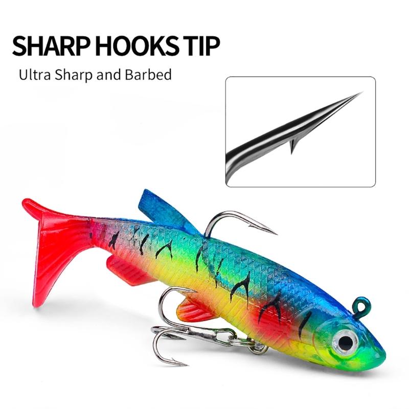 5Pcs Fishing Jig Soft Lures Set with Jig Head, Soft Swimbaits with Paddle Tail