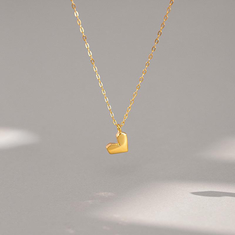 Banyan Tree S925 Silver Geometric Faceted Heart Pendant Necklace for Women