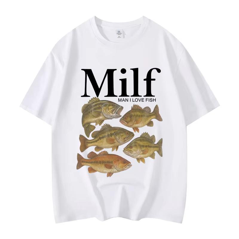 Mann Ich Liebe Fisch Lustiges Meme T-Shirt Mode Vintage Kurzarm T-Shirts Herren Damen Freizeit Locker Baumwolle T-Shirt Streetwear