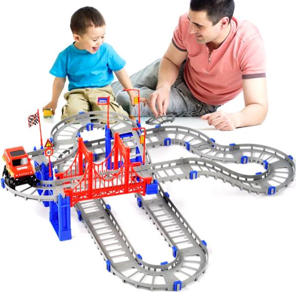 73pcs Car Track Toy Creative Educational DIY Playset Ladder Toy Car Slider Without Battery for Kids