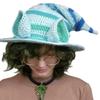 Striped Witch Hat with Rabbit Ears Unique Knit Cap for Halloween Dress Up Costume Cosplay Props Ornament
