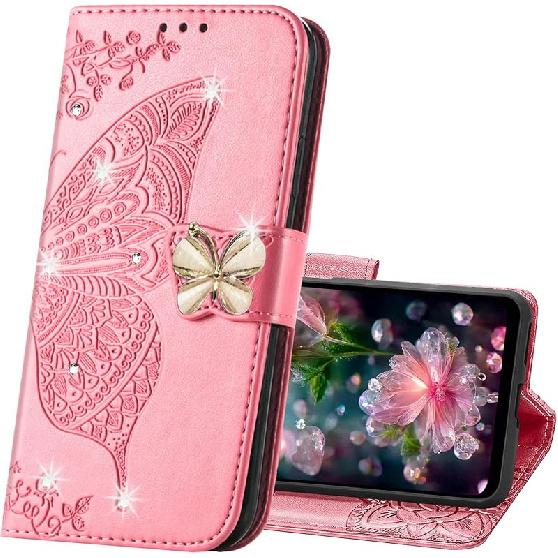 Für Galaxy S24 FE Handyhülle Brieftasche, Damen Flip Folio PU Leder Schutzhülle Handschlaufe Kartenfächer Halter Ständerhülle für Samsung Galaxy S24 FE