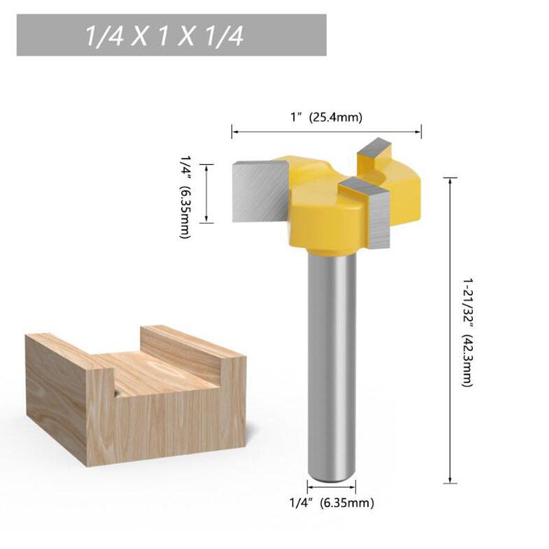 Rak kant spårfräs Fräs T-spår överfräs 6mm 1/4 skaft 8mm träplatta tillplattning överfräsbit volframfräsbit
