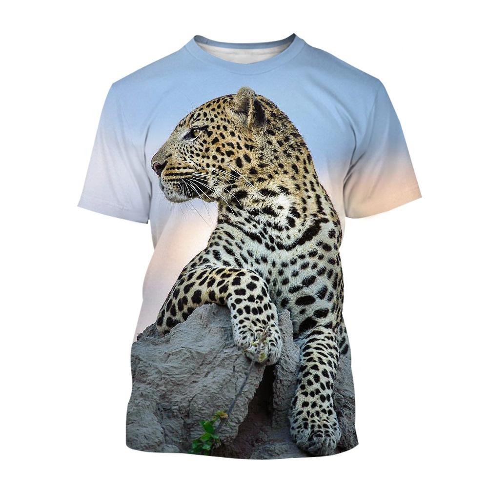 Tricouri Noi cu Imprimeu Leopard Pentru Bărbați și Femei Trend Hip Hop Punk Tricouri Streetwear Oversized Largi Casual cu Gât Rotund Mânecă Scurtă