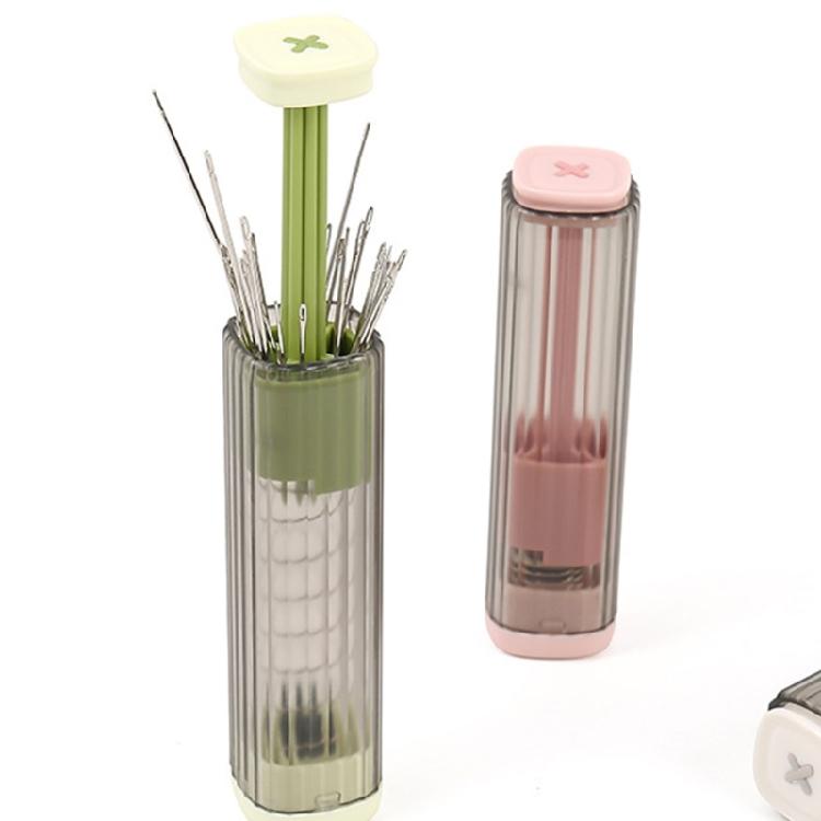 Magnetic Needle Storage Cylinder Clear Press Operated Container for Sewing Accessory