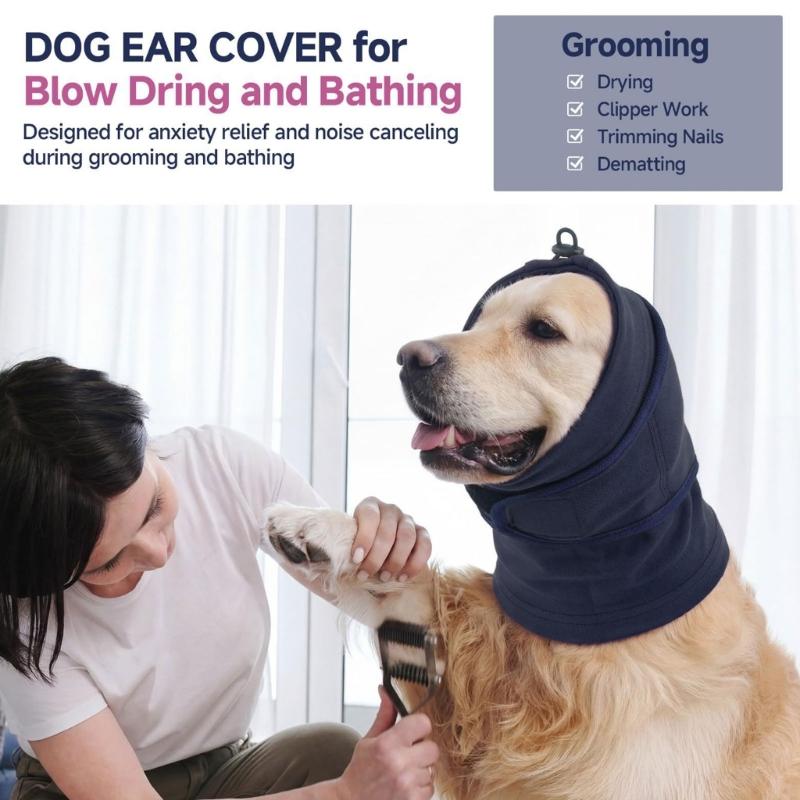 Dog Hood for Loud Noise Moment, Soft Stretchy Ear Cover Wrap for Pet Dog with Adjustable Closures and Full Ear Coverage