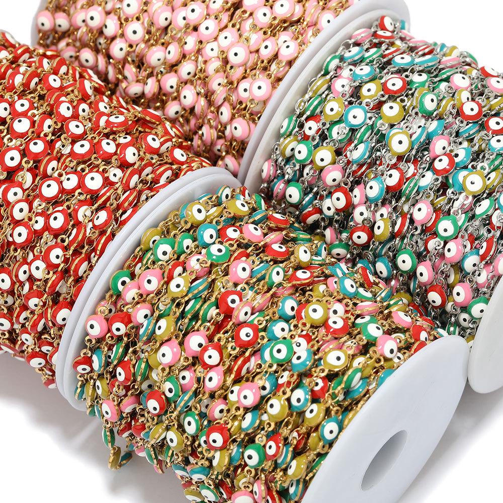 Colorful Stainless Steel Evil Eye Chain for DIY Jewelry: Bracelets & Necklaces