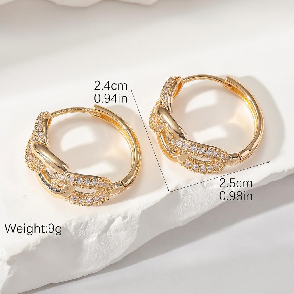 Round Link Chains Hoop Earrings for Women Gold Silver Color Female CZ Small Ear Buckle Bridal Wedding Daily Party Jewelry Gifts