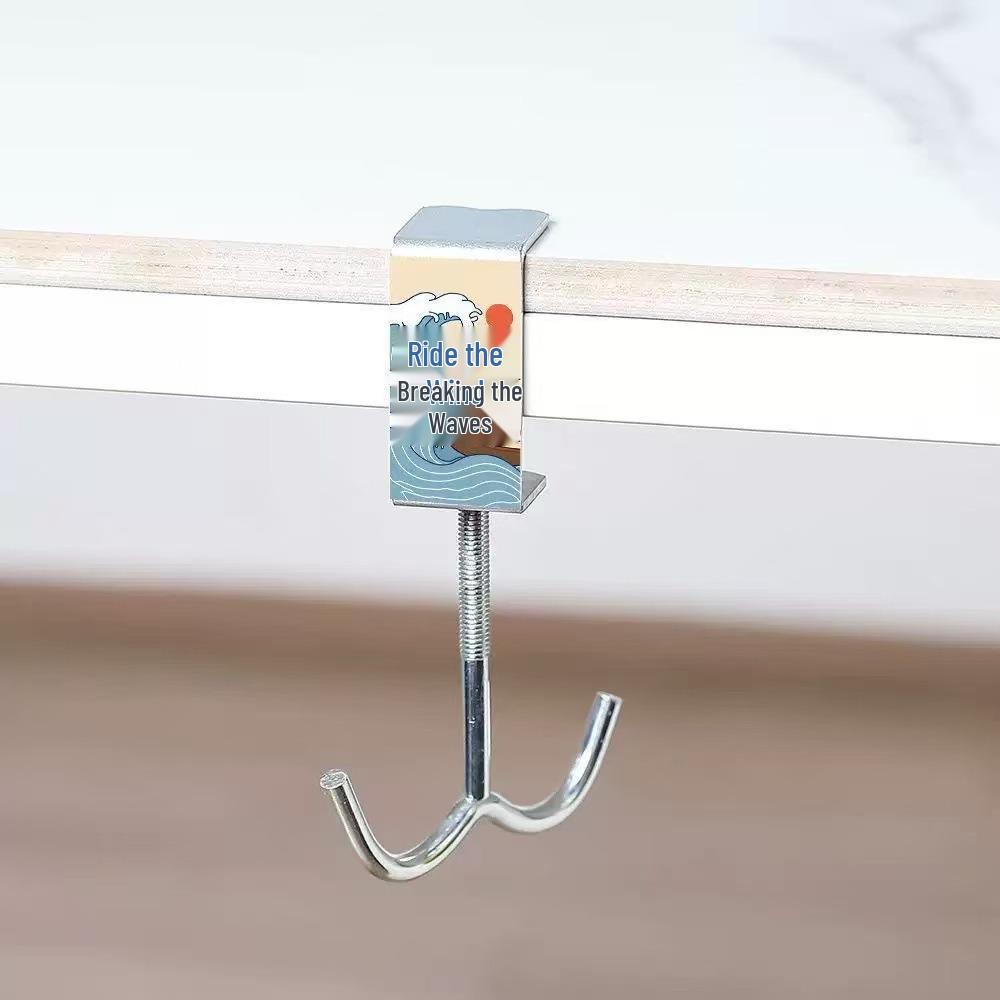 Adjustable Desktop Bag Hook - Punch-Free, Movable Cartoon Backpack Holder for Dorms and Students.