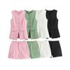 2025 Women's Summer Commuter Sleeveless Vest and High-Waisted Shorts Set