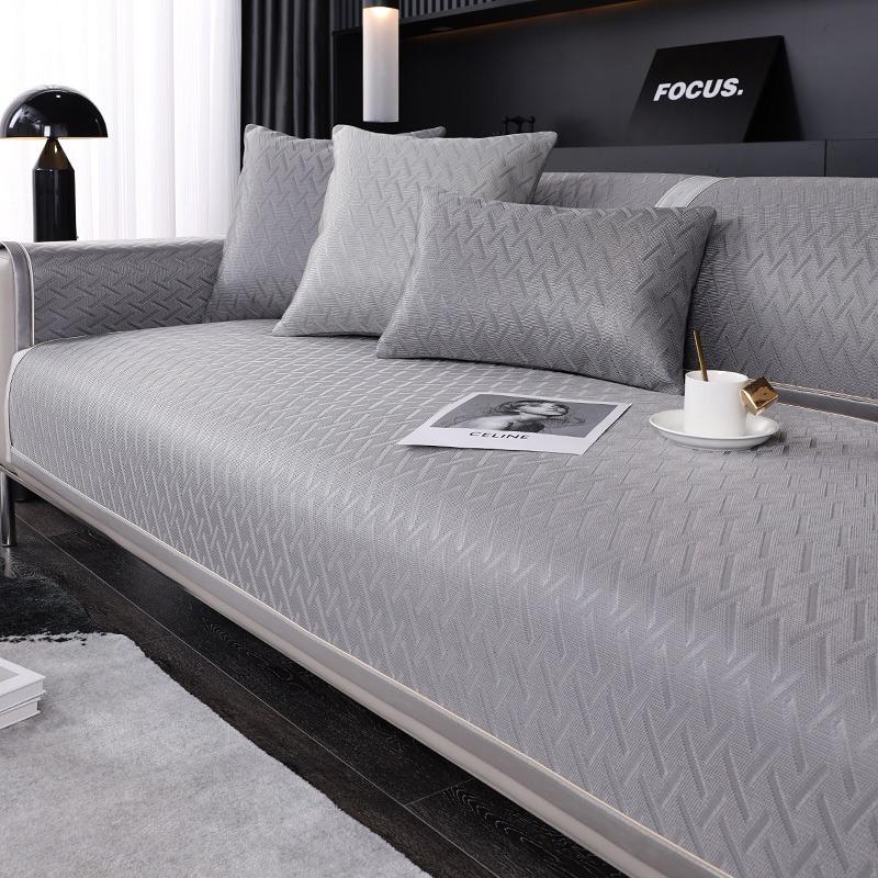 Sofa Cushion Summer Ice Silk Summer Mat Non -Slip Simple Modern Light Luxury Gray High -End Cushion Summer Sofa Cover Slipcover