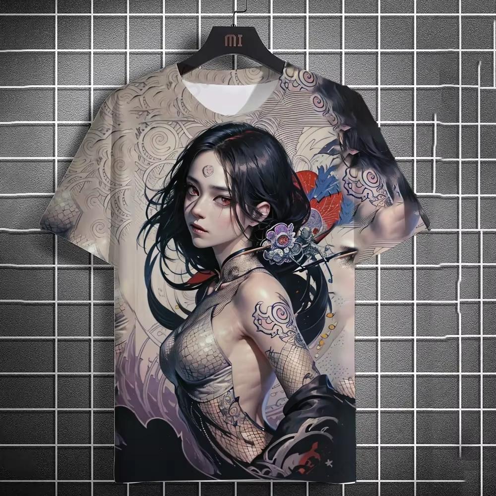 Summer Men's T-shirt Japanese Anime Tattoo 3D Print Tshirt Men Women Fashion Short Sleeve Oversized T Shirt Mens Clothing Sexy