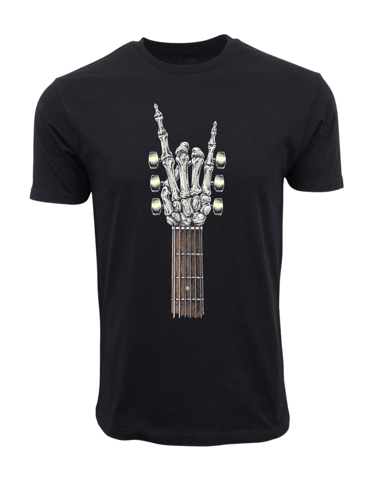 Unisex Adult Casual Music ROCK AND ROLL GUITAR SKULLY ARM T SHIRT T... XL