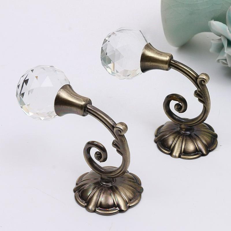 

Luxury Design 2pcs Metal Crystal Glass Curtain Holdback Wall Tie Back Hooks Hanger Holder Window Accessories Household Supplies сливовий