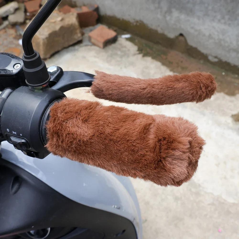 Motorcycle Grip Covers Plush Winter Warm Universal Electric Tricycle Plush Winter Handlebar Covers Sleeves Motorcycle Accessorie