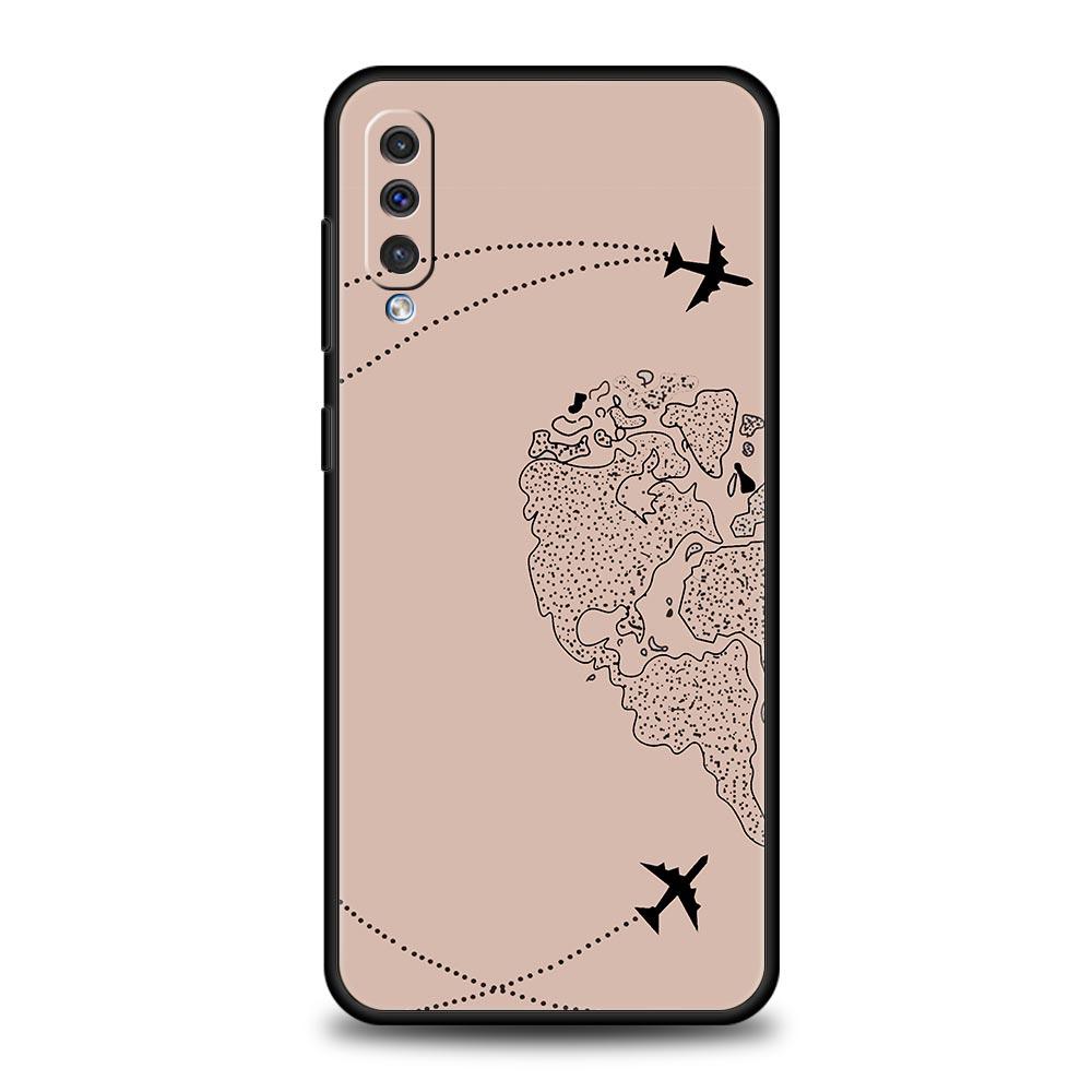 Planes World Map Travel Phone Case For Samsung A52 A14 A50 A70 A10 A30 A40 A20S A20E A02S A12 A22 A34 A42 A32 5G A54 A04s Cover