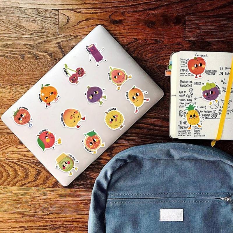 PVC Cartoon Fruit Reward Stickers Removable Adhesive For Tablets Laptops School Supplies