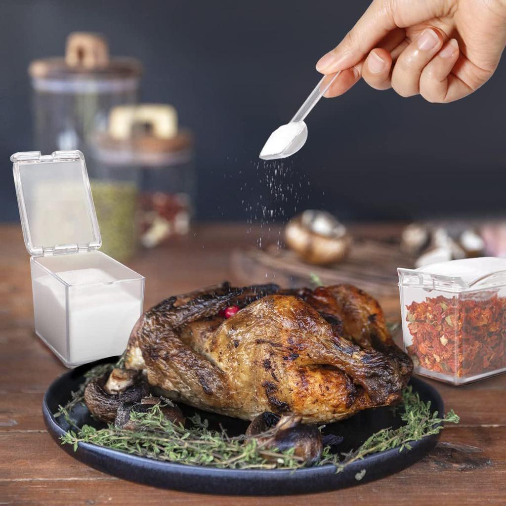 Gewürzaufbewahrungsbox mit vier Fächern und Löffel