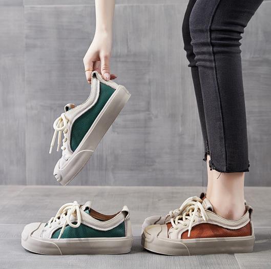 Mode 3,5 cm Kuh Echtes Leder Hohe Marke Atmungsaktiv Bequem Vulkanisiert Plateau Flach Damen Frühling Sommer Vulkanisierte Schuhe