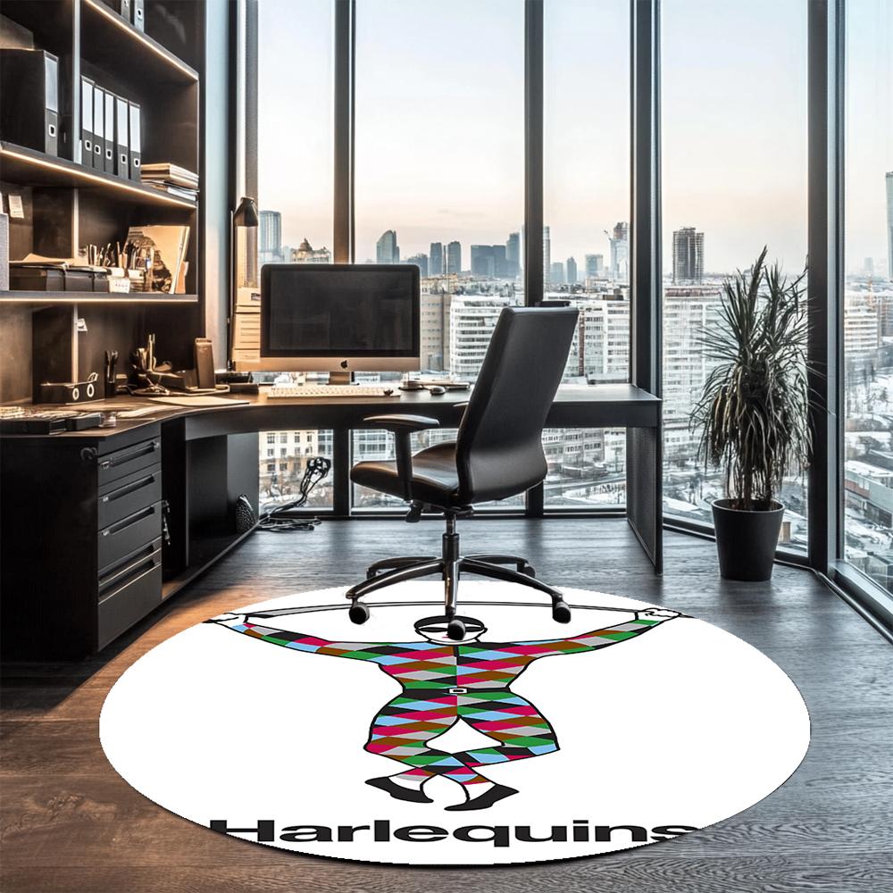Harlequins Rugby Printed Round Rug Carpet Chair Rug Area Rug Entryway Doormats,for Office Chair Living Room Bedroom Kitchen Room.