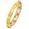 Artistic Ethnic Enamel Four Leaf Clovers Alloy Bracelet Featuring Drip Oil Craftsmanship Symbolizing Luck Love and Hope