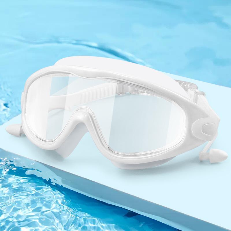 Adult Silicone Waterproof Swimming Glasses Plating Clear Anti-Fog Large Frame Diving Goggles Swim Sports Eyewear with Earplug