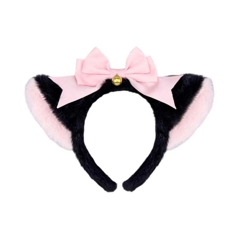 Kitten Cosplay Costume Animal Ear Headband Bowknot Tail for Women Girl Halloween Role Play Animal Outfit Accessories