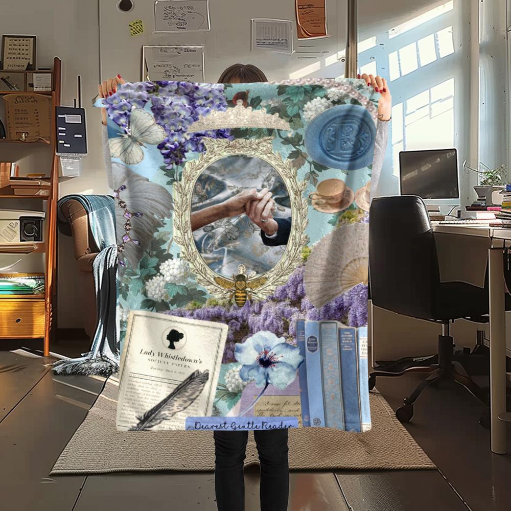 1PC Bridgerton Print Flannel Blanket, High quality Comfortable for All Seasons, Home Decor, Warmth and Comfort, Perfect for Christmas Gifts