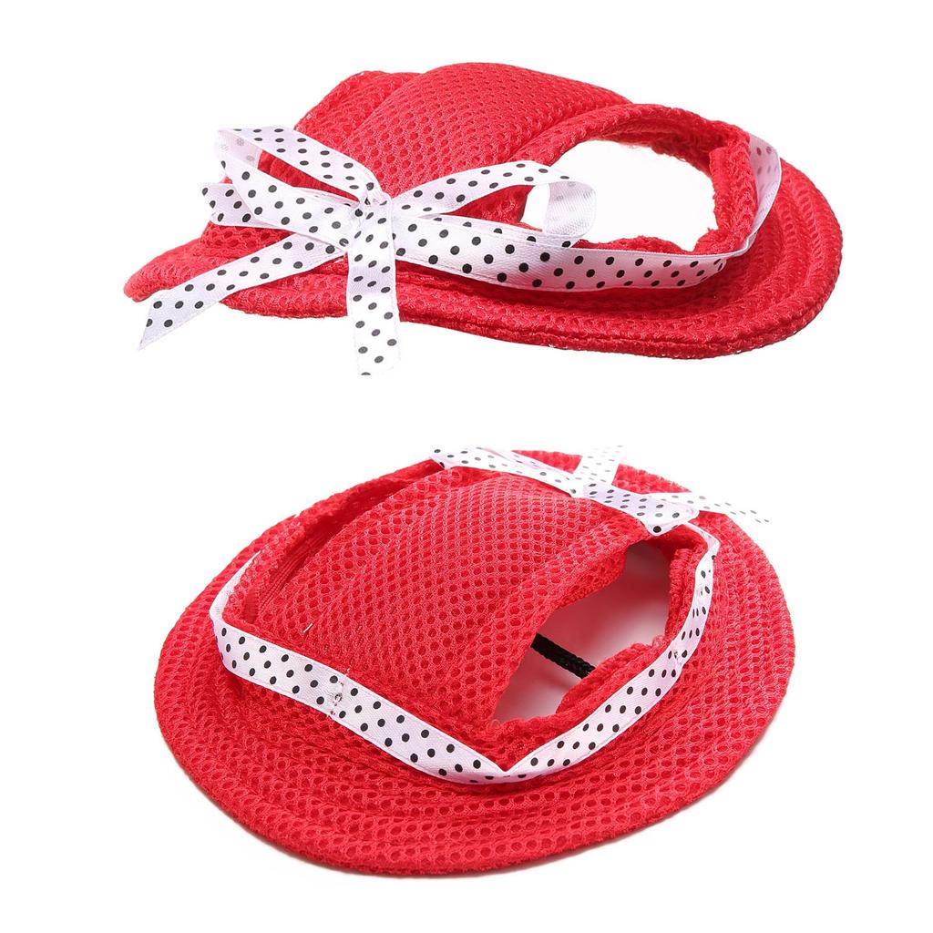 1 Stück Süßer Atmungsaktiver Haustierhut – Runder Netz-Pünktchen-Sonnenhut für Katze & Teddyhund