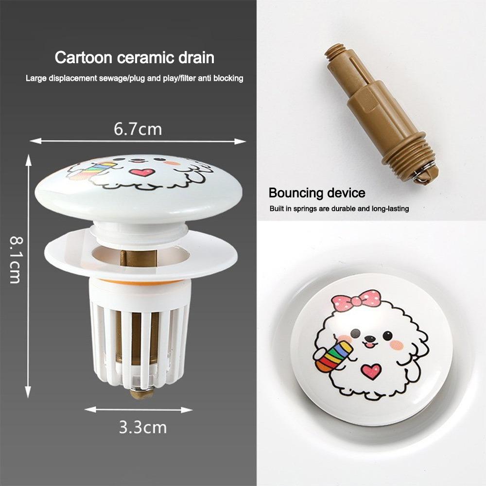 

Cute Puppy Pattern Pop-up Basin Filter Anti-clogging Hair Catcher for 34-40mm Wash Basin B-ABS