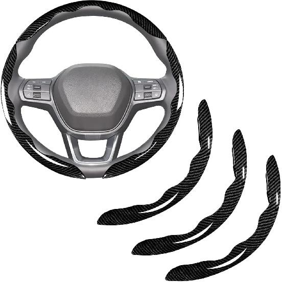Carbon Fiber Non-slip Protective Cover Segmented Car Steering Wheel Cover Car Styling Accessories 38cm Universal