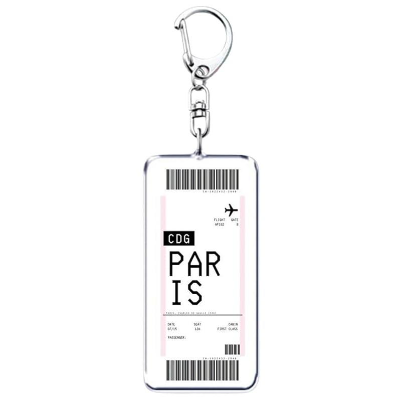 

[ALOHAMONI] BOARDING PASS flight key chain acrylic key ring airport route plane ticket aviation trip boarding pass PASSENGER FLIGHT AIRPORT (PARIS)