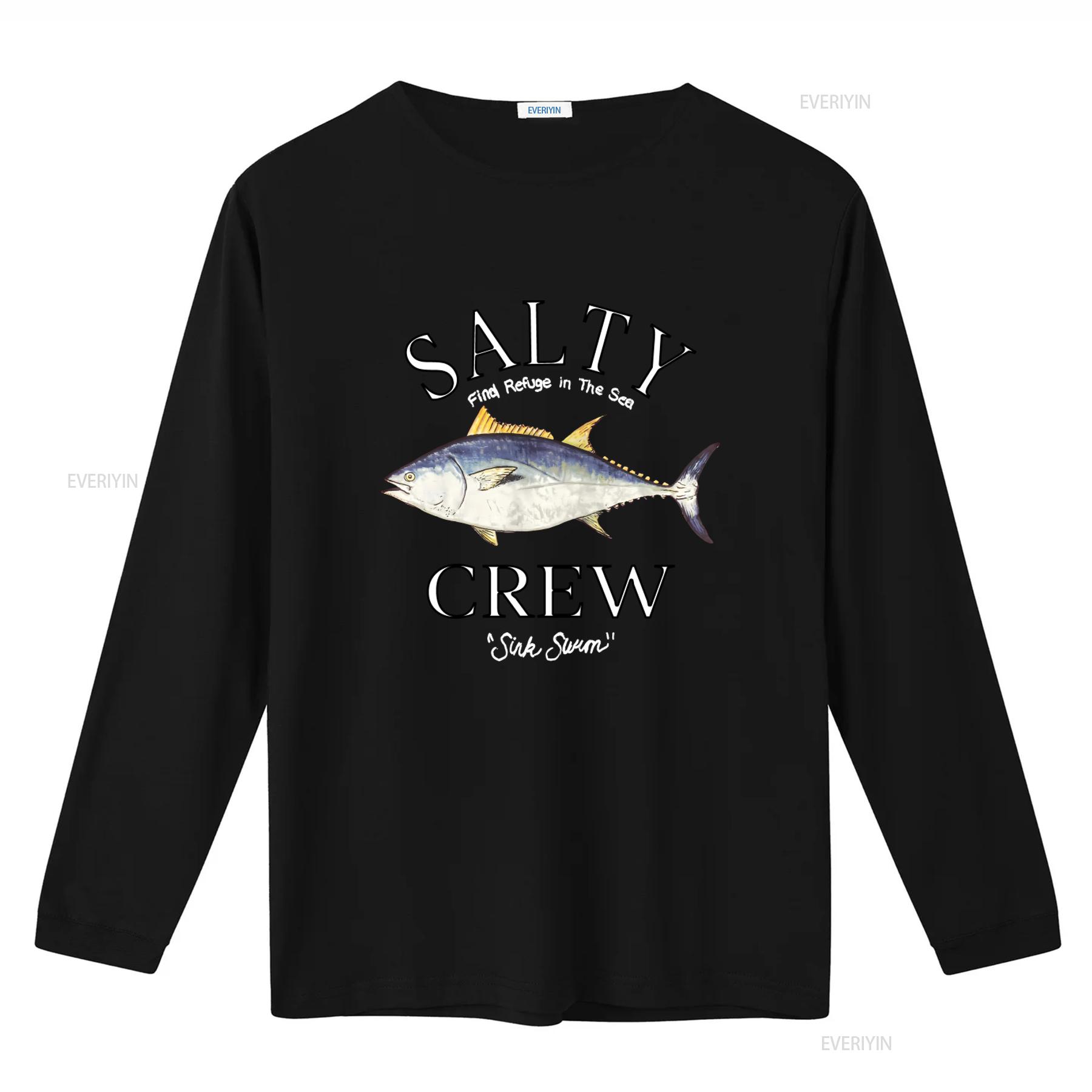 

Salty Crew Big Blue SS T Shirt Black New Find Refuge in The Sea with Tuna Print vintage Washed streetwear homme Unisex L