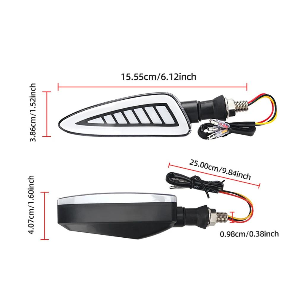 1 Pair Motorcycle LED Turn Signal Lights Dual Colors Flashing Indicator Lights LED License Plate Lamp Daytime Running Light 12V
