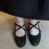 Schafsleder-Version~ Flache schwarze Pendlerschuhe, weich besohlte Einzelne Schuhe, Retro zu Röcken, Mary Jane Schuhe, Abendschuhe.