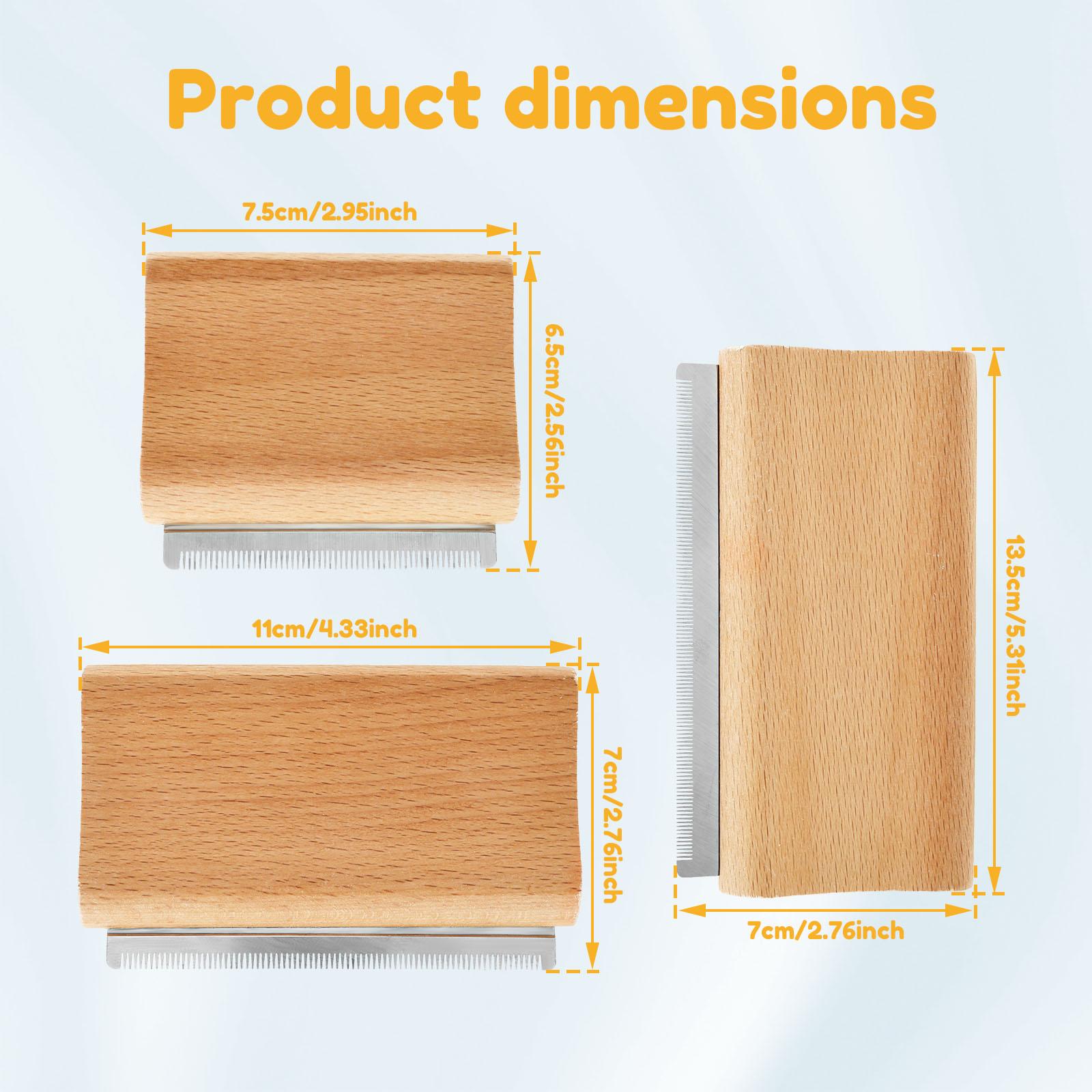 

3Pcs Pet Brush Wooden Cat Deshedding Brush 3 Sizes Pet Hair Removal Tool Cat and Dog Grooming Combs Pet Supplies for Massage