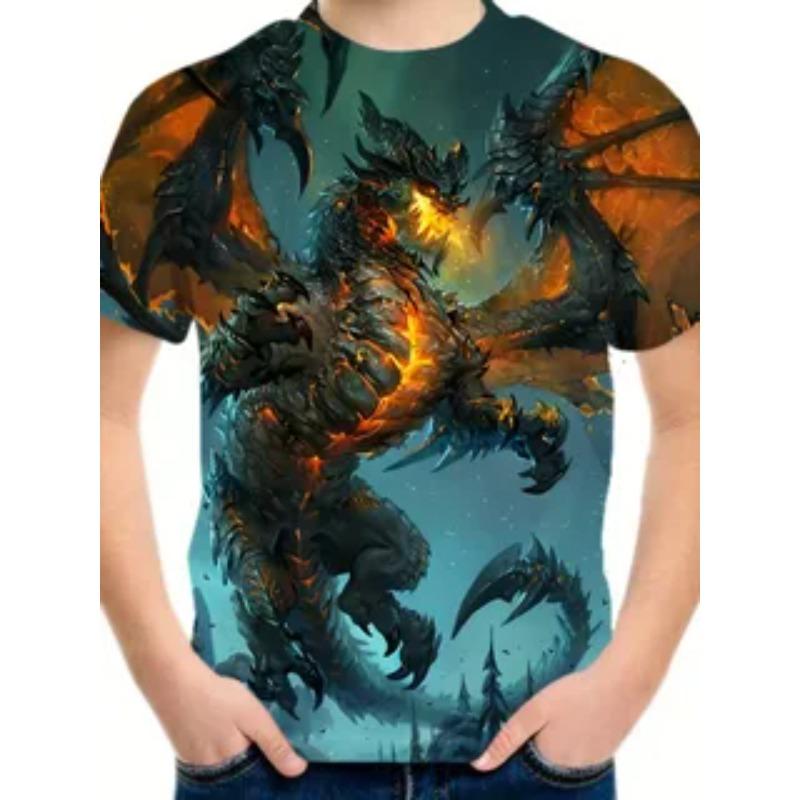 Summer Cute Animal Creative Colorful Horse Pattern Printed T-shirt Soft Comfortable Round Neck Short Sleeve Children's T-shirt