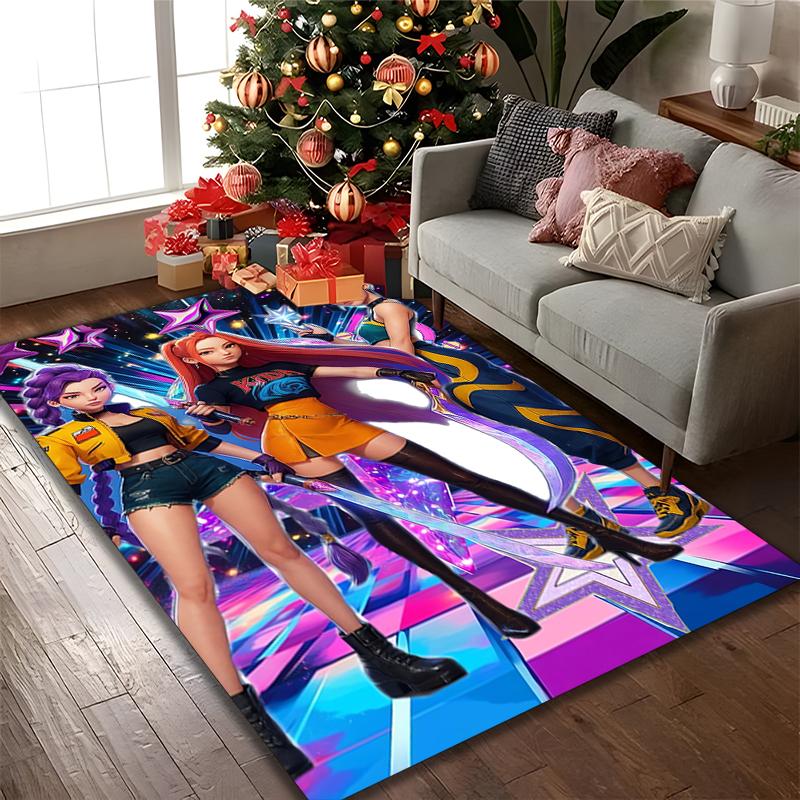 [Kpop Demon Hunters Printed Carpet] Non-slip Office Rug, Cozy Area Carprt for Living Room Use, Soft Home Sofa Chair Mat