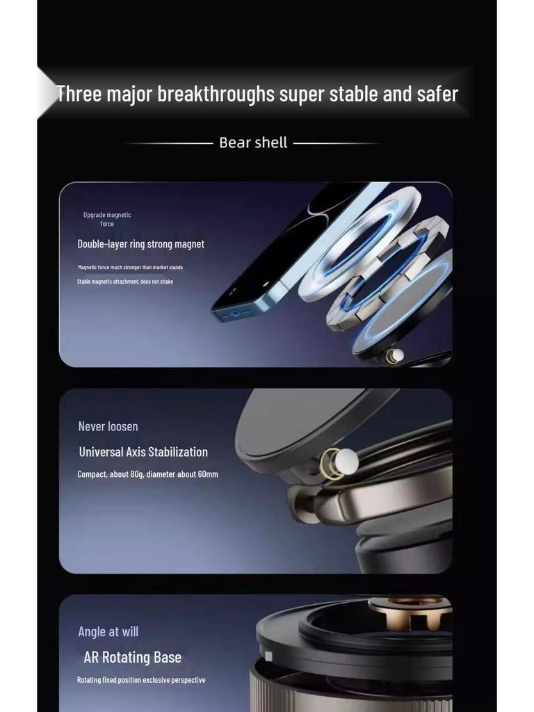 2025 Magnetischer Vakuum-Saug-Autohalter mit kabelloser faltbarer Navigation