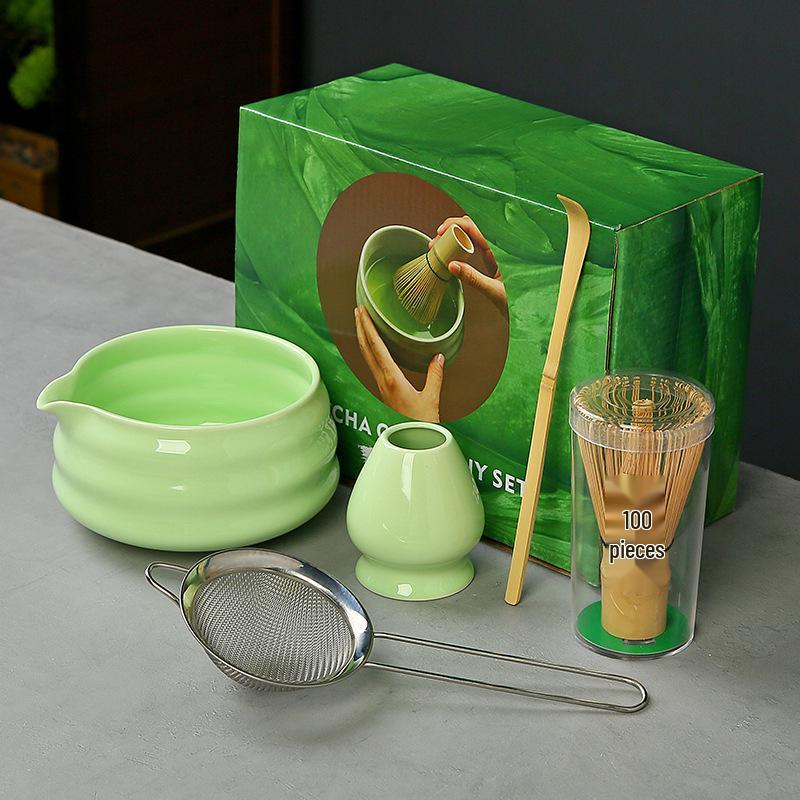 Japanese Ceramic Matcha Bowl Set with Bamboo Chasen Whisk – Perfect for Song Dynasty Tea Ceremony