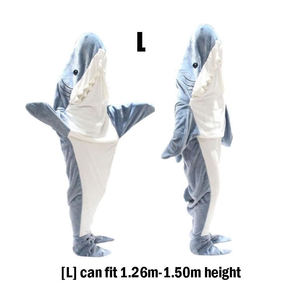 Cartoon Shark Blanket Hoodie Women Kigurumi Playsuit Kids Parents Hooded Warm Flannel Funny Homewear Shark Onesie Sleeping Bag