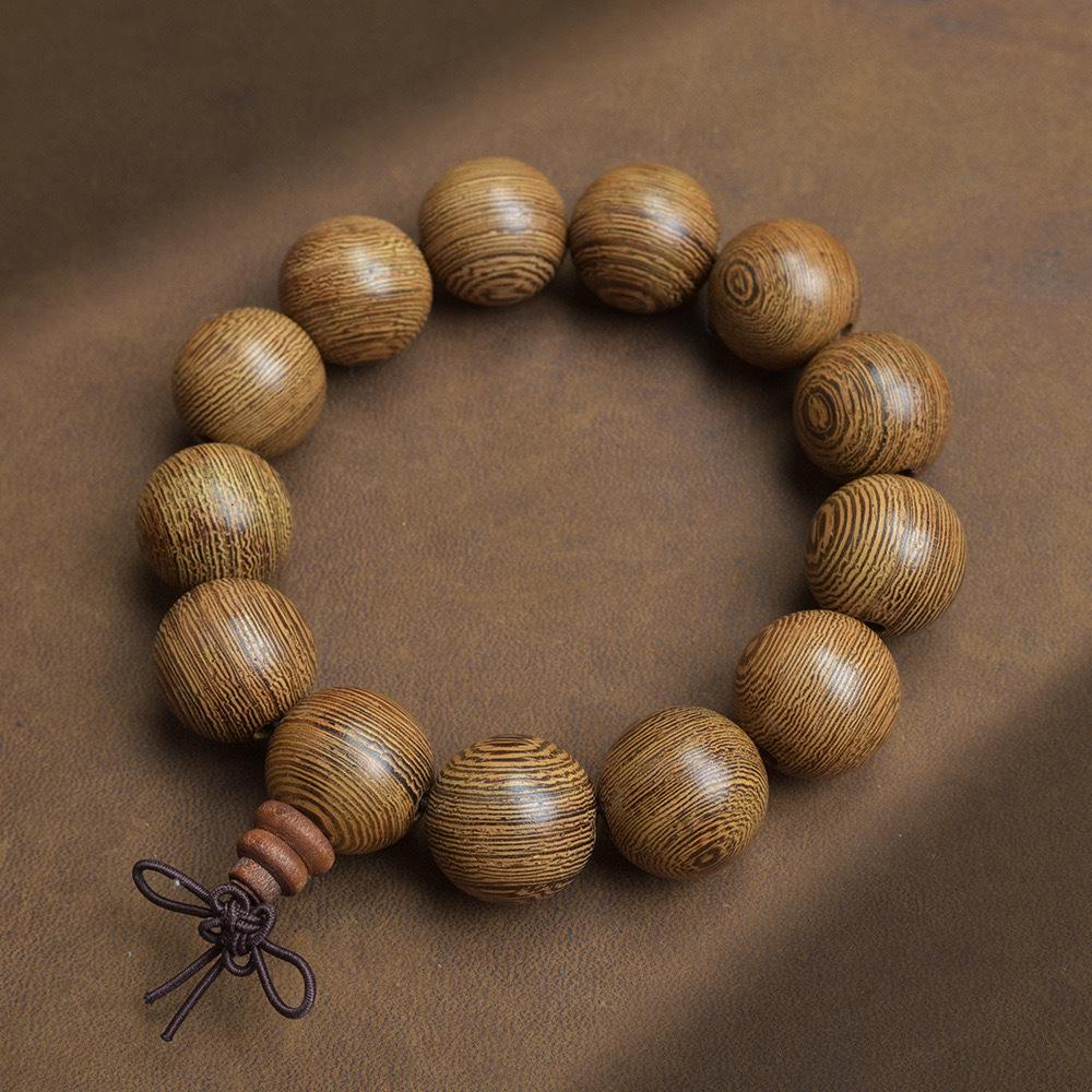 Buddhistisches Gebetsperlenarmband: 108 Hühnerflügelholz Sandelholzperlen