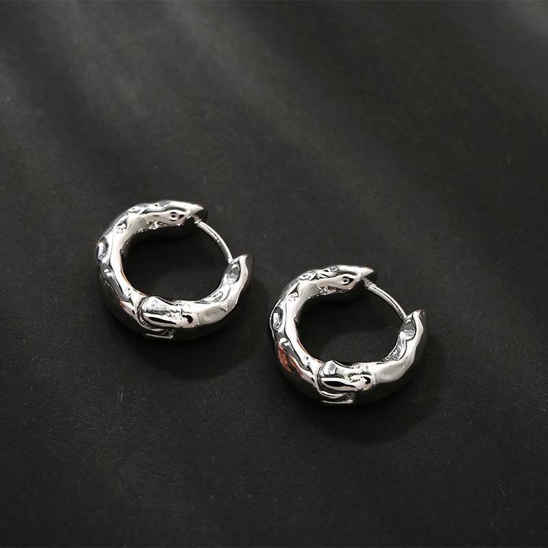 Geometry Irregular Smooth Metal Ear Buckle Earrings for Women Girls Vintage Fashion Gold Color Oval Earrings Punk Zircon Set