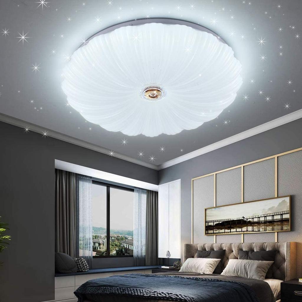 LED Ceiling Light, Starry Sky Effect, 30W, Dimmable, Color Adjustable, Suitable for Rooms 4-6 Tatami Mats, Night Light, Ceiling Light, Interior