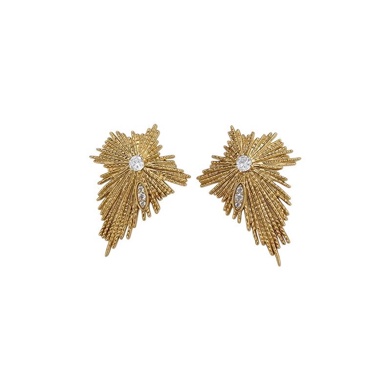 Silver Needle Zircon Geometric Stud Earrings: European & American Luxury, Retro High-end Design for Women