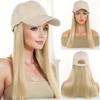 Womens Long Straight Wig With Baseball Cap All-in-One Hairpiece Fashion Sun Protection Full Head Cover